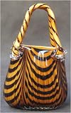 Vicenza Collection Striped Glass Handbag Decorative Ornament (84)