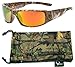 Hornz Brown Forrest Camouflage Polarized Sunglasses for Men Full Frame Wide Arms & Free Matching Microfiber Pouch – Brown Camo Frame – Orange Lens