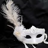 ヴェネツィアン風マスク(White/Feather)