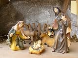 Produkt-Bild: 6-TLG KRIPPENFIGUREN MARIA JOSEF JESUSKIND OCHS ESEL HANDBEMALT POLYSTONE