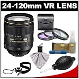 Nikon 24-120mm f/4 G VR AF-S ED Zoom-Nikkor Lens with 3-Piece Filter Set + Cleaning Accessory Kit for D3s, D3x, D3, D7000, D300s, D90, D5000, D3100, D3000 Digital SLR Cameras