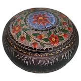 Hand-painted Lacquerware Round Treasure / Jewelry Box (Thailand)