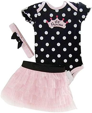 Fanala Fashion Girls 3pcs Dress Set Short Sleeve Jumpsuit + Skirt + HairBand Black 24