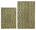 Cotton Craft - 2 Piece Bath Rug Set - Pebbles - Sage - 100% Cotton and Absorbent - Hand Tufted Heavy Weight- Larger Rug is 21x32 Oblong and Second Rug is Oblong 18x24