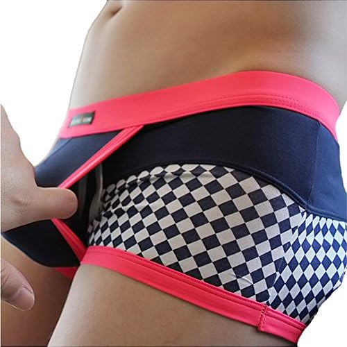Men's Sexy Fashion Male Fitted Plaid U Convex Underwear Boxer Brief