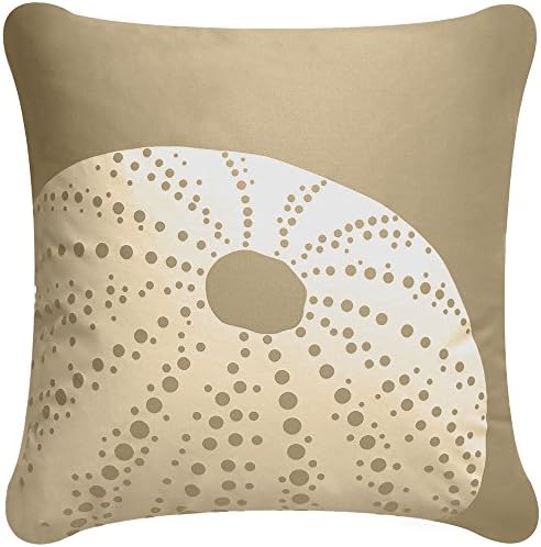 Wabisabi Green Sea Urchin Decorative Organic Cotton Square Throw Pillow Cover, Geometric, 18 by 18-Inch, Khaki Brown