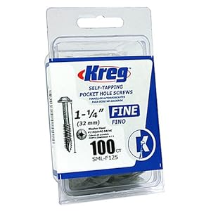 Kreg SML-F125-100 1-1/4-Inch 7-Fine Washer-Head Pocket Screws, 100-Count