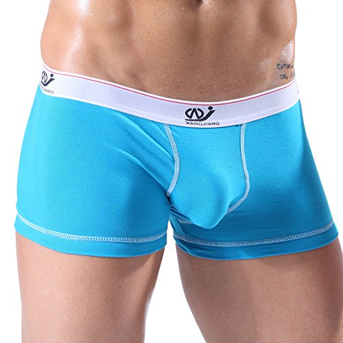 ZIHAN Men's Low Rise Stretch Boxer Brief Medium Sky Blue
