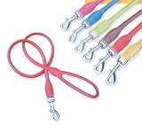 Large red dog leash -red rolled snake print