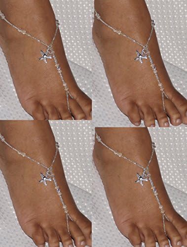 Fashion Jewerly Popular Starfish Barefoot Sandals Swarovski Anklet Crochet Beach Shoes Yoga Accesorry Size US7 US8
