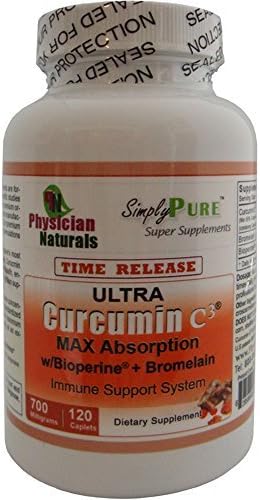 Ultra CURCUMIN Time Release w Bioperine 700mg 120 Tabs MAX Absorption by Physician Naturals