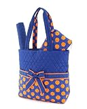 Monogrammable Blue & Orange Diaper Bag