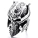 INBLUE Men's Stainless Steel Ring Silver Tone Black Devil Skull Engraved Casted Size9