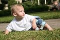 Baby Knee Pads & Protectors for Crawling (Denim & Blue Trim) -