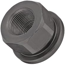 12L14 Steel Flange Nut, Black Oxide Finish, Metric Coarse 6H Threads, 1/4"-28 Thread Size, 3/8" Width Across Flats, Pack Of 5