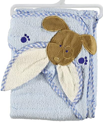 Nursery Baby "Bathing Pup" Hooded Towel with Washcloth - blue, one size