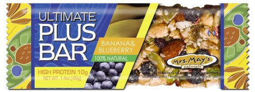 Mrs. May's Ultimate Plus Bar High Protein, Banana & Blueberry, 1.4 Ounce Boxes (Pack of 12)