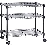 Honey-Can-Do CRT-04050 3-Shelf Rolling Media Cart with Locking Wheels, Steel Construction