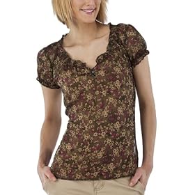 Converse® One Star® Womens Short Sleeve Floral Top - Green Floral Print 