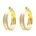 Sterling Silver, Goldfill and Rose Goldfill Triple Tone Hoop Earrings Hypoallergenic Nickel Free