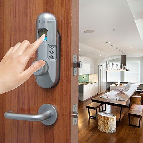 Keyless Keypad Fingerprint Door Lock Deadbolt Deadlock Knob Lever Handle 98b High Security (Satin Chrome) (Left Lever Handle)