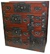 Asian Furniture & Home D&eacute;cor - 37" Japanese Design Double Stacked Emporer's Tansu Cabinet