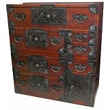 Asian Furniture & Home Décor - 37" Japanese Design Double Stacked Emporer's Tansu Cabinet