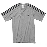 Adidas Essentials 3S Crew T Shirt (Grey/Navy Large)