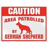 New Caution : Area Patrolled By German Shepherd Parking Sign Dog
