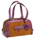 Prada Women's Suede and Leather Bowling Bag, Moka