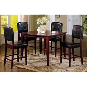 5pc Counter Height Dining Table and Button Parson Bar Stool Set by visiondecor Furniture