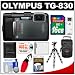 Olympus Tough TG-830 iHS Shock & Waterproof Digital Camera (Black) with 16GB Card + Case + Battery + Flex Tripod + Accessory Kit