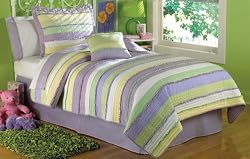 Annas Ruffle Purple Full / Queen Quilt with 2 Pillow Shams