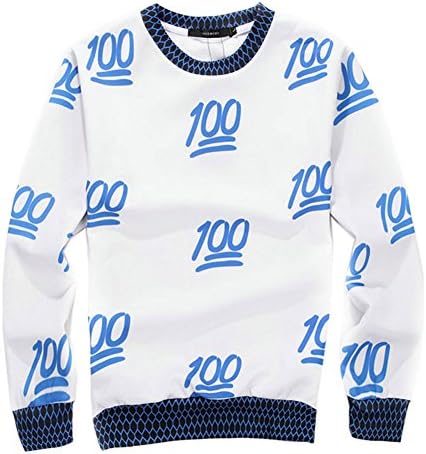 Women's Blue 100 Score Emoji Jogging Suits Sweater Unisex 3d Sweatshirts (XL)