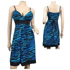 Sexy Blue Animal Print Empire Waist Plus Size Dress