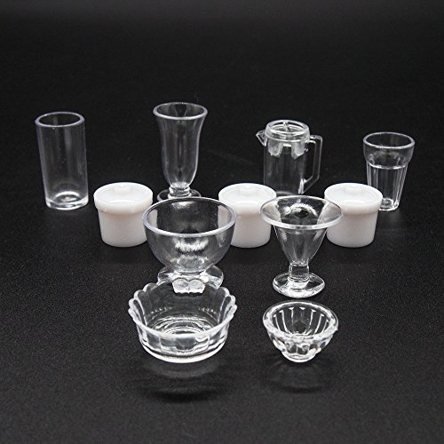 1:12 11pcs Cup Set Plastic Transparent Kitchenware Dinner Miniature Dollhouse