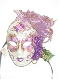 Purple Volto Fiori Organza Venetian Masquerade Mask