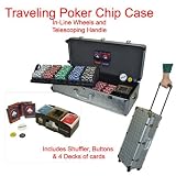1000 11.5 Gram Striped Dice Chip In Rolling Poker Chest