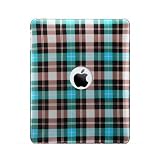 BLUE WITH BROWN PLAID CHECK SNAP ON HARD SKIN SHELL PROTECTOR BACK COVER CASE...
