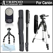 Amazon.com: Triple Tripod Kit + Wireless Shutter Release Remote Control For Canon EOS Rebel T4i, T3i, T2i, T1i, XT, Xti, 5D, 7D DSLR (Canon RC-5 & RC-6 Replacement) Includes 57" Full Tripod + 67" Monopod + 10" Flexible Tripod + Wireless Shutter Release + More: Camera & Photo