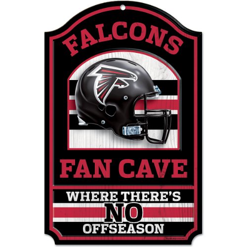 NFL Atlanta Falcons 11-by-17 inch Fan Cave No Offseason Wood Sign