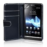 Mobile Madhouse TM Schwarz Leder Brieftasche Schutzh�lle F�r Das Sony Ericsson Xperia S Mit Displayschutz Folie Und Graues Micro Faser Poliertuchvon "Mobile Madhouse"