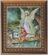 Guardian Angel Bridge in Wood Frame with Golden Trim, 11.25" x 13.25" - MADE IN ITALY