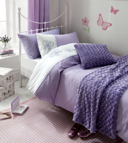 Catherine Lansfield Flutterbye Lilac Single Duvet Set