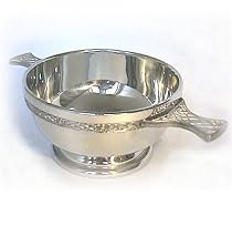 Pewter quaich friendship cup with celtic band