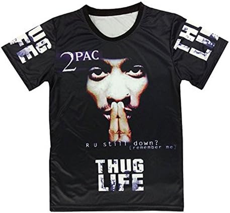 Madinidia Unisex Tupac Shakur 2PAC Rock Punk 3d Tee T Shirts (L)