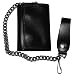 Chain Wallets | Trucker Wallets - WAL46 Black Genuine Leather Wallet With Snaps and Chain