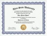 Aliens UFO Degree: Custom Extraterrestrial Life Gag Diploma Doctorate Certificate (Funny Customized Joke Gift - Novelty Item)
