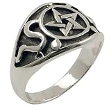 Pentacle & Snakes - Sterling Silver Ring
