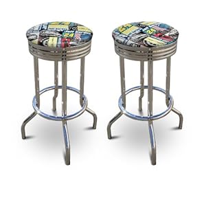 2 MAN CAVE Jeff Gordon Racing Themed 29'' Specialty Chrome Barstools Bar Stools 2 MAN CAVE Jeff Gordon Racing Themed 29'' Specialty Chrome Barstools Bar Stools